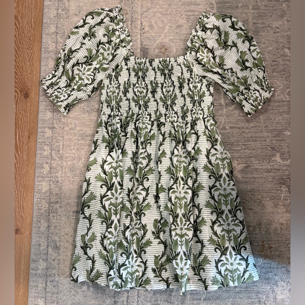 Chakeris Block Print Smocked front dress